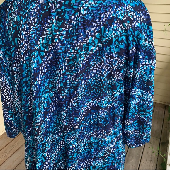 Swimsuits For All Cover Up Maxi Dress Faux Wrap Plus 34W 36W Blue Animal Dot - Picture 7 of 13